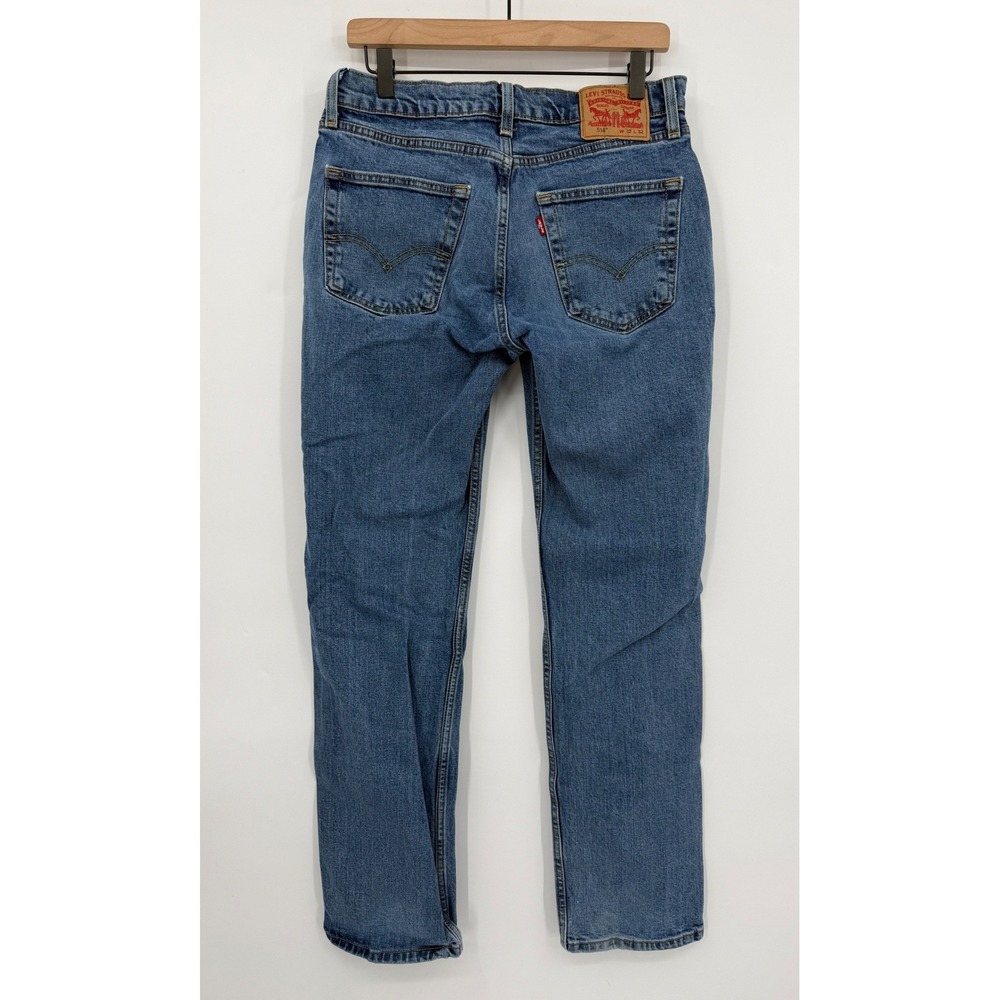 Levis 514 Jeans Mens 32x32 Blue Straight Leg Distressed Denim Pants - Picture 4 of 11